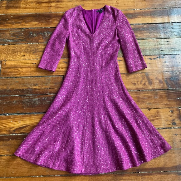 St. John Wool/Sequin V Neck Dress - Picture 3 of 8
